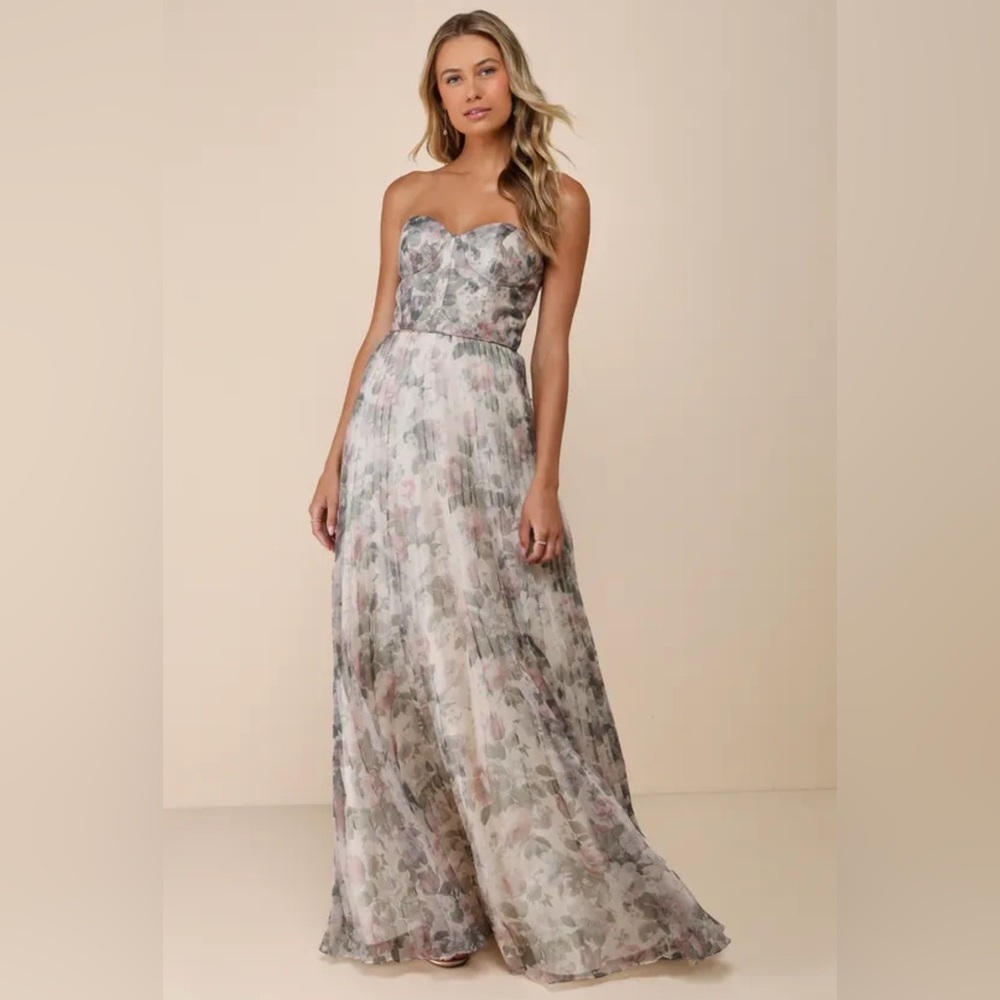 Lulus Most Beautiful Day Ivory Multi Floral Print Organza Maxi Dress